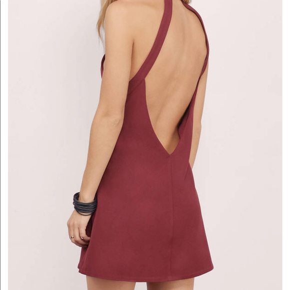 Tobi Deep V wine red mini dress - Picture 2 of 5